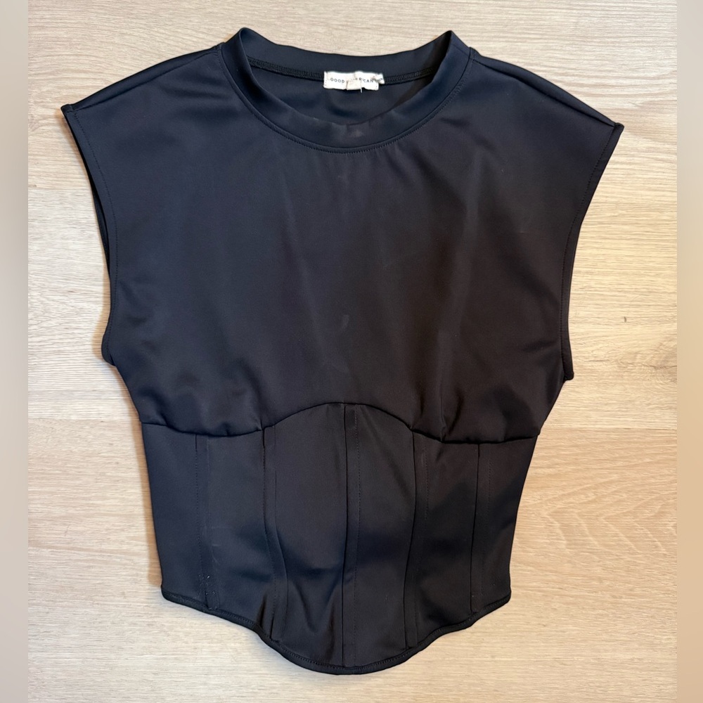 Good American Black Corset Top Size 0